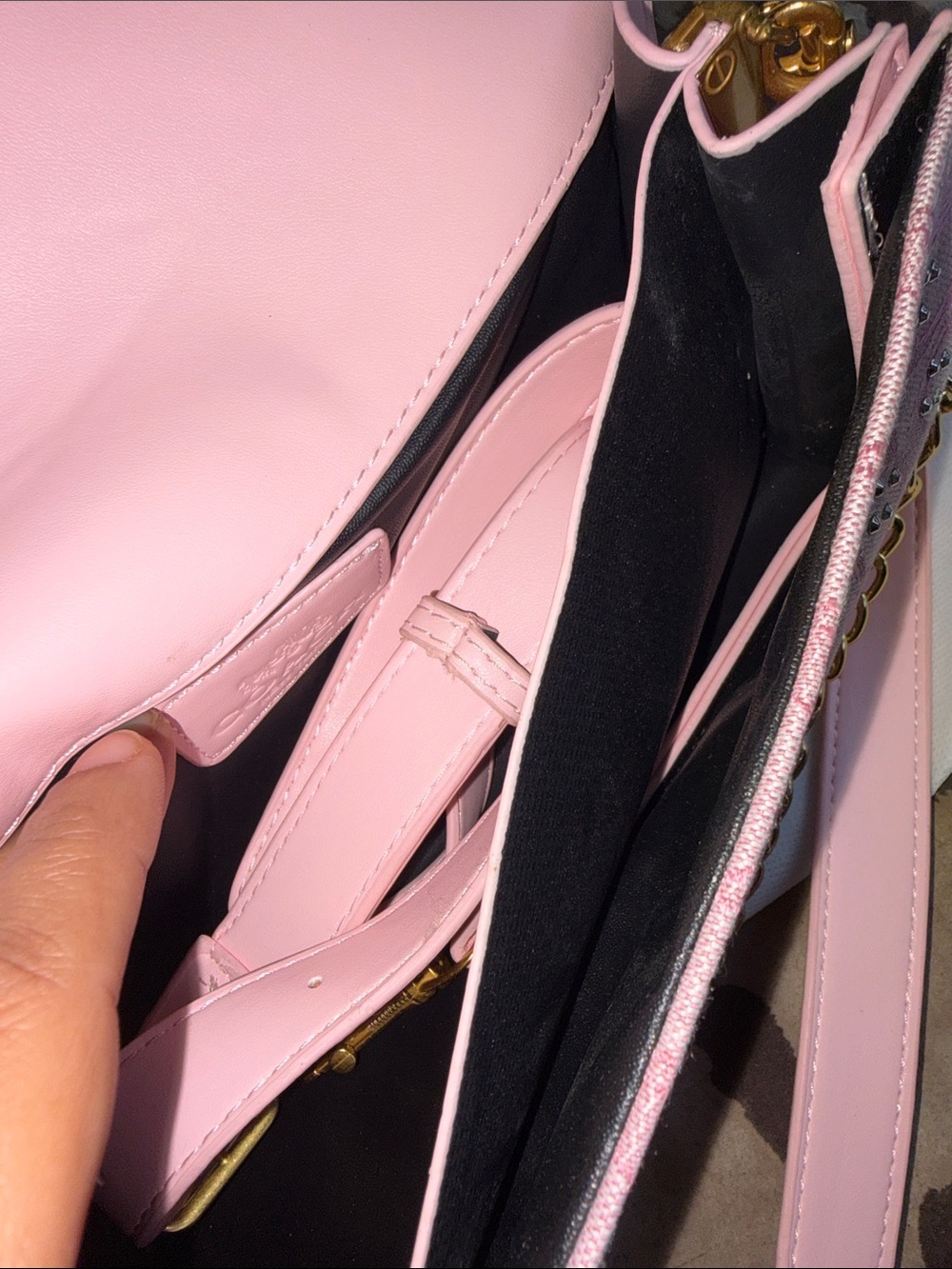 Coach Pink Signature Crystal-Accented Crossbody Bag with Gold C - Picture 3 of 4